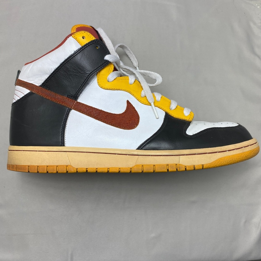 Nike Dunk Sneaker Mens‎ Size 11.5 High Black Orange Blaze Gold Shoes 309432-083